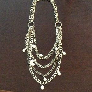 Stella and Dot silver and pearl necklace